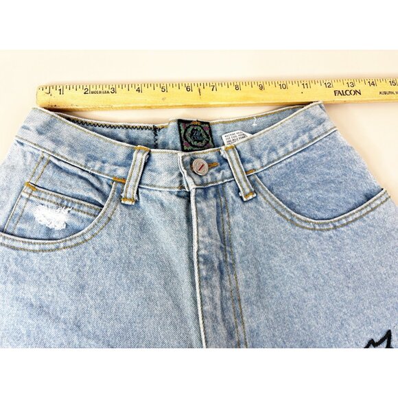 VTG Zip code Sz 7/8 (Actual 23x2) Floral Light Wash Denim Shorts 100% Cotton EUC - Picture 9 of 11